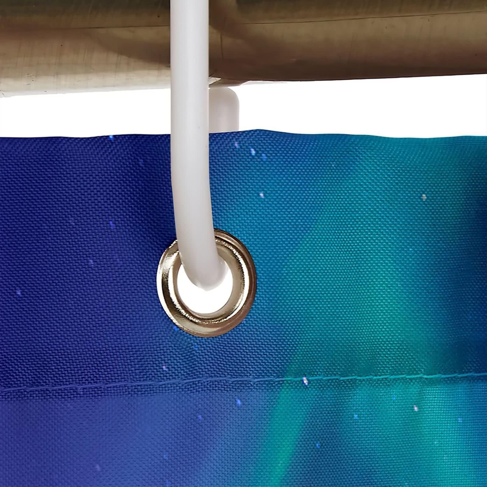 Cortina de ducha de 180 x 200 cm, tela textil, azul, diseño de paisaje natural, cortina de baño, tela de poliéster, resistente al moho, lavable, 1,8 x 2 m de largo (ancho x alto), incluye
