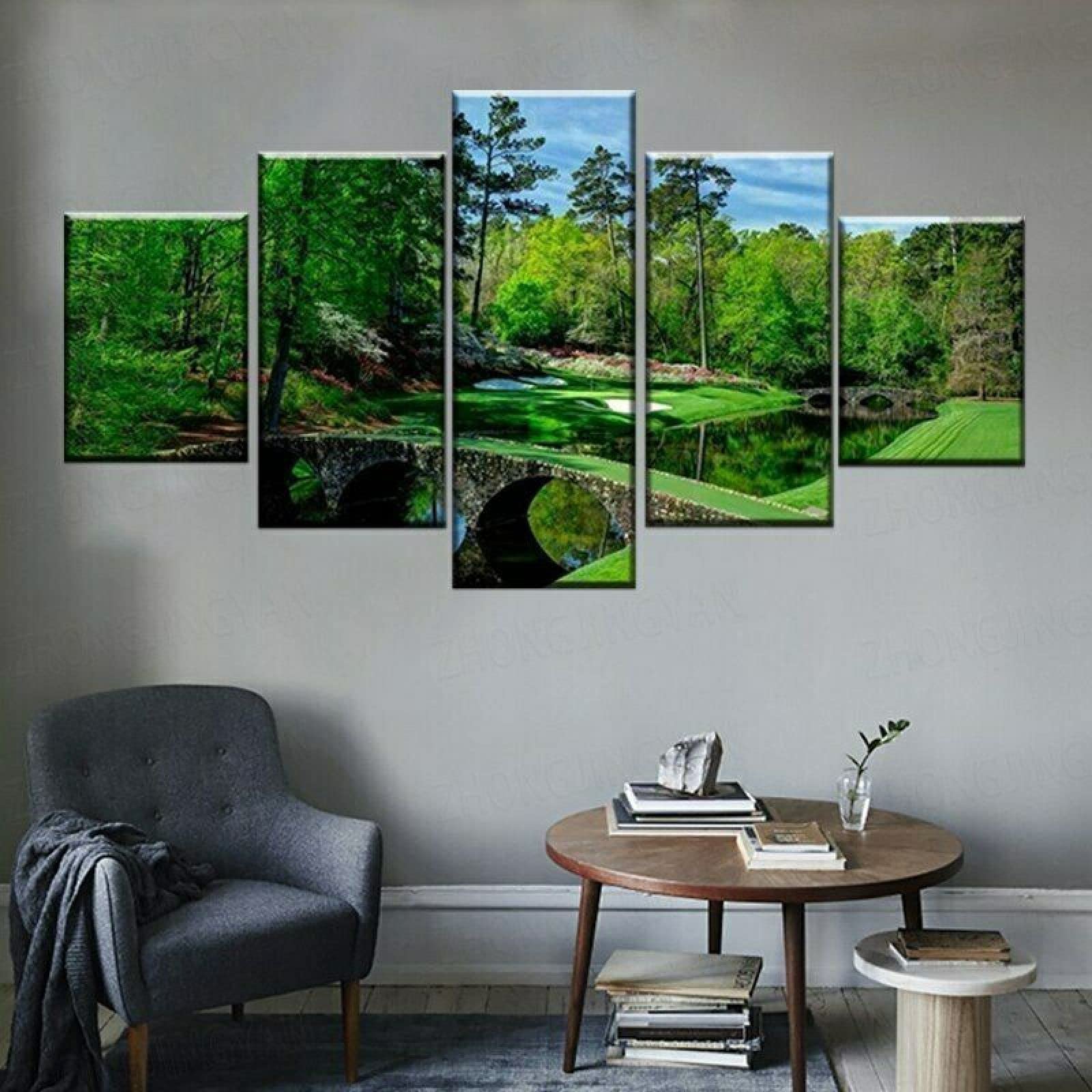 Amazon.co.jp: 150X80cm 5パネルキャンバス絵画 オーガスタマスターズ 
