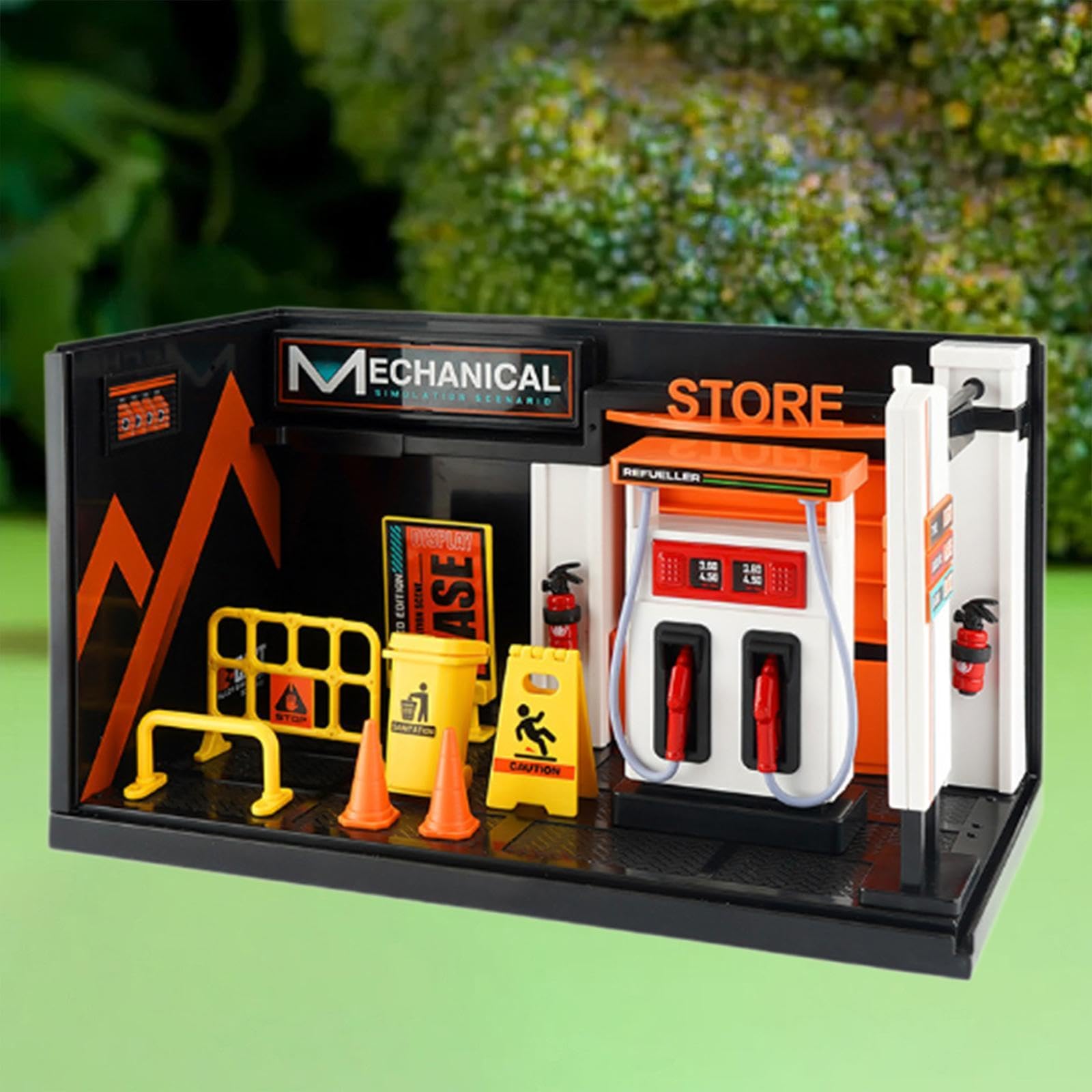 Diorama in 1/24, Modello di Garage per Auto, Simulazione di Scenario, Modello in Metallo Pressofuso, Scena di Garage per Tavolo di Sabbia, Colle, con Macchina per Olio