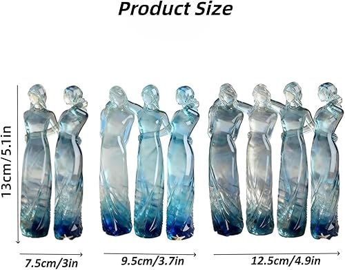 Miniatura 7 de Figura de la amistad de hermanas estilo cristal de mar, escultura de resina para abrazar, regalo único de mujer para cumpleaños, graduación,