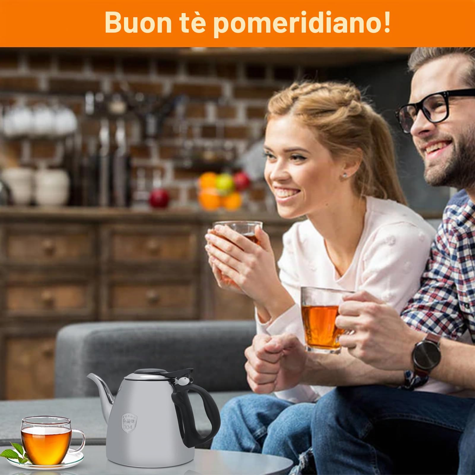 Teiera da tè, teiera in acciaio inossidabile con manico resistente al calore per finitura a specchio, 1,2 litri e 1,5 litri argento(1.5L)