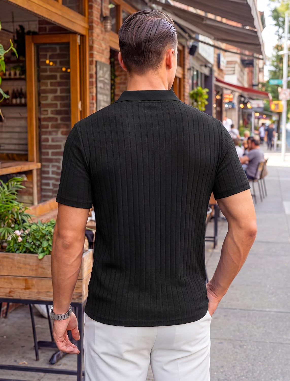Gracyoga Men's Polo Shirts Short Sleeve Casual Knit Texture Collared Golf Shirt
