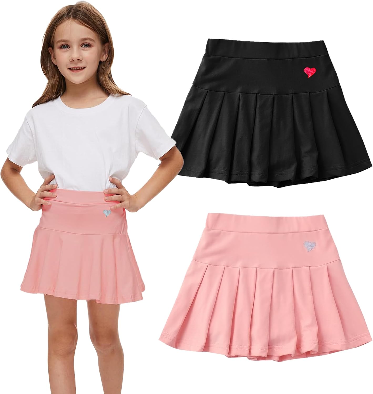 Girl Skorts Skirt Kids Casual Stretch Waist Skater Skirt Athletic Uniform Skorts