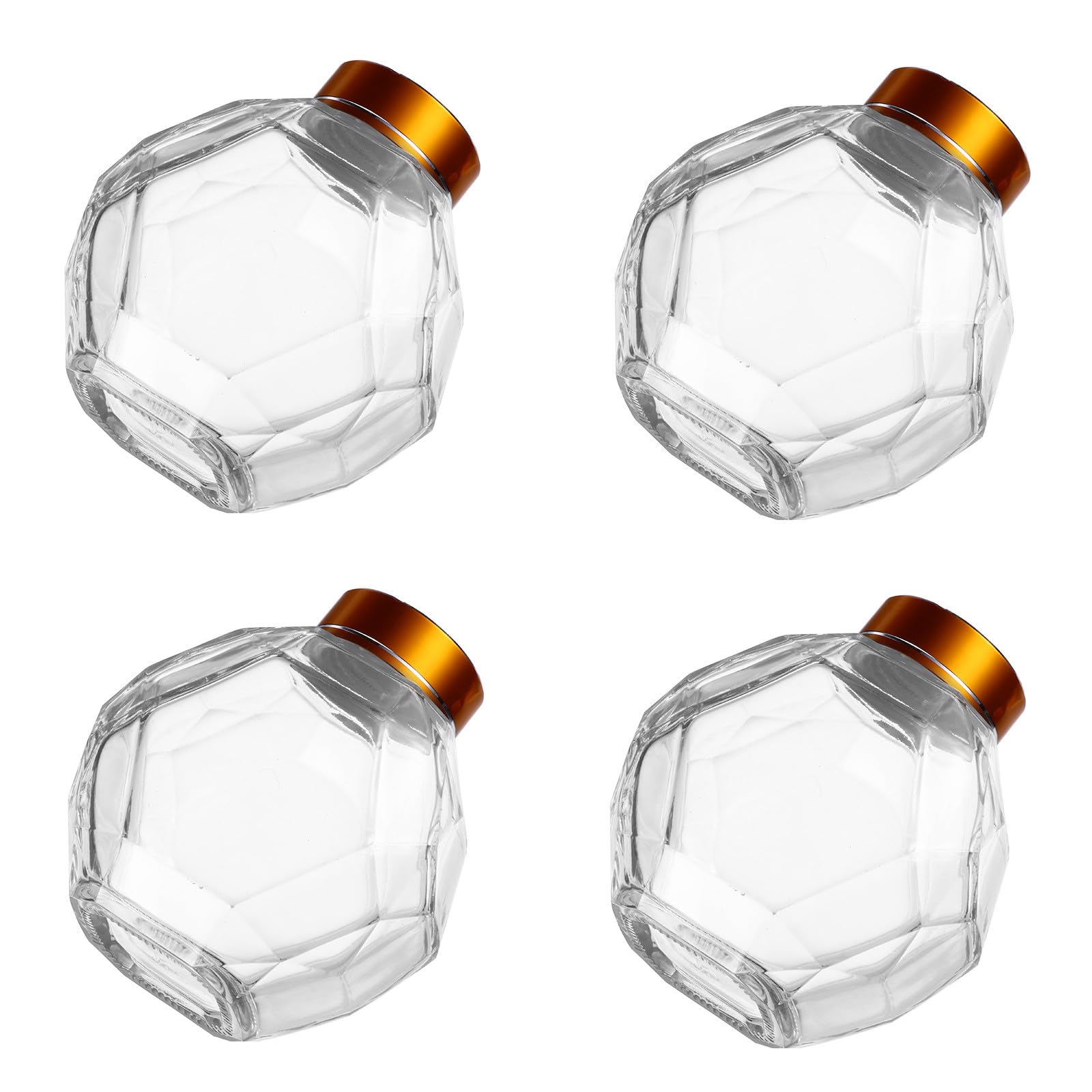 INOOMP 4 Stück Honigglas aus Glas mit Deckel, Spiralig, Goldfarben