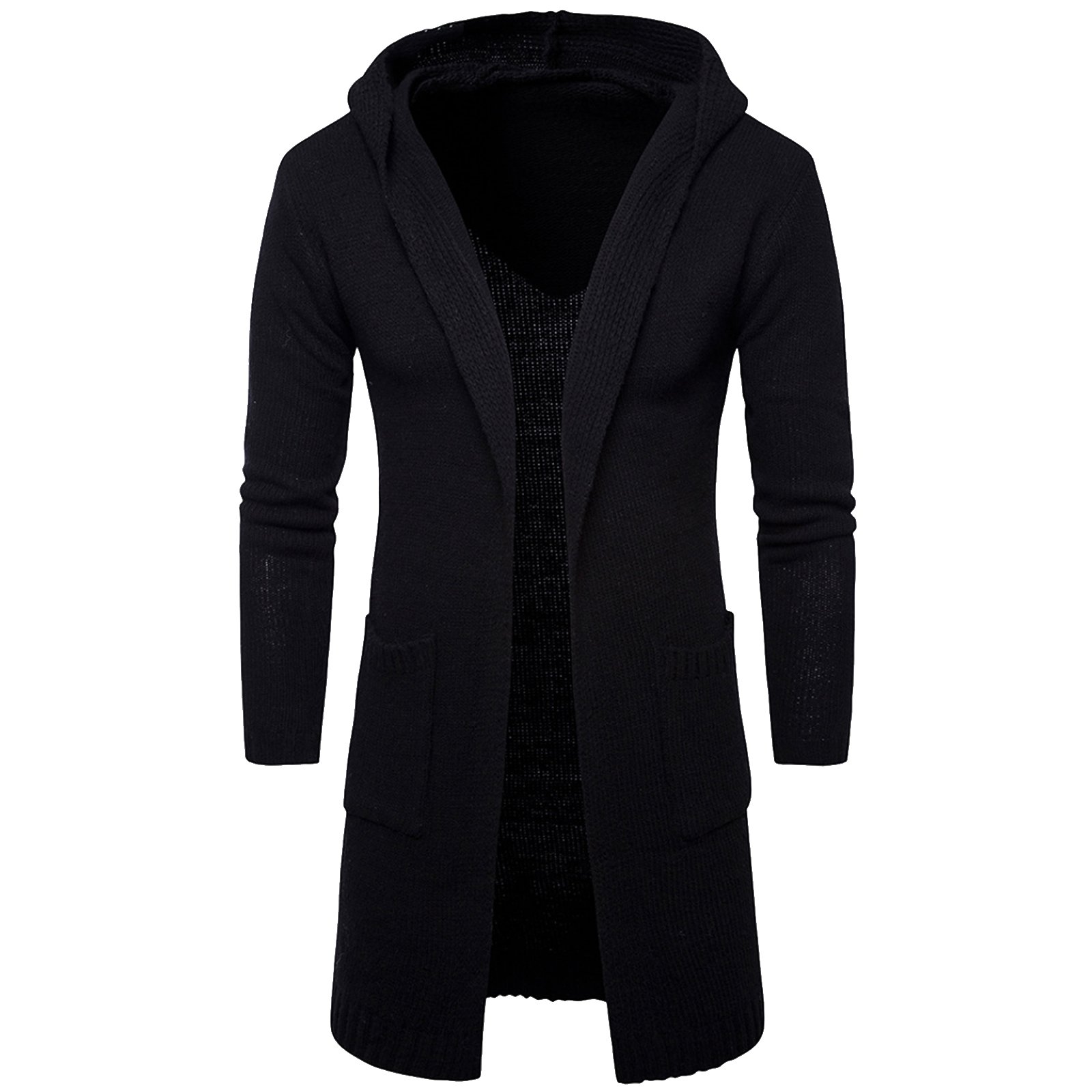 WSLCN Homme Cardigan Outerwear à Capuche Cardigan Longue Tricoté à Manches Longue Manteau Long Slim Fit