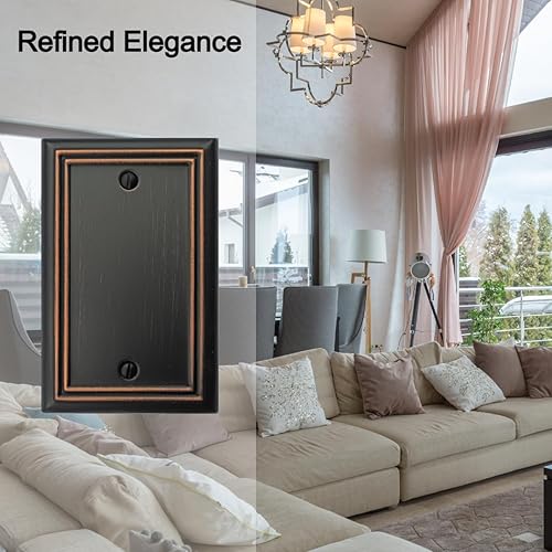 Miniatura 4 de Placa de pared de metal Adler con cubierta de interruptor de luz en blanco, paquete de 4 unidades de bronce envejecido de 1 banda, cubierta de