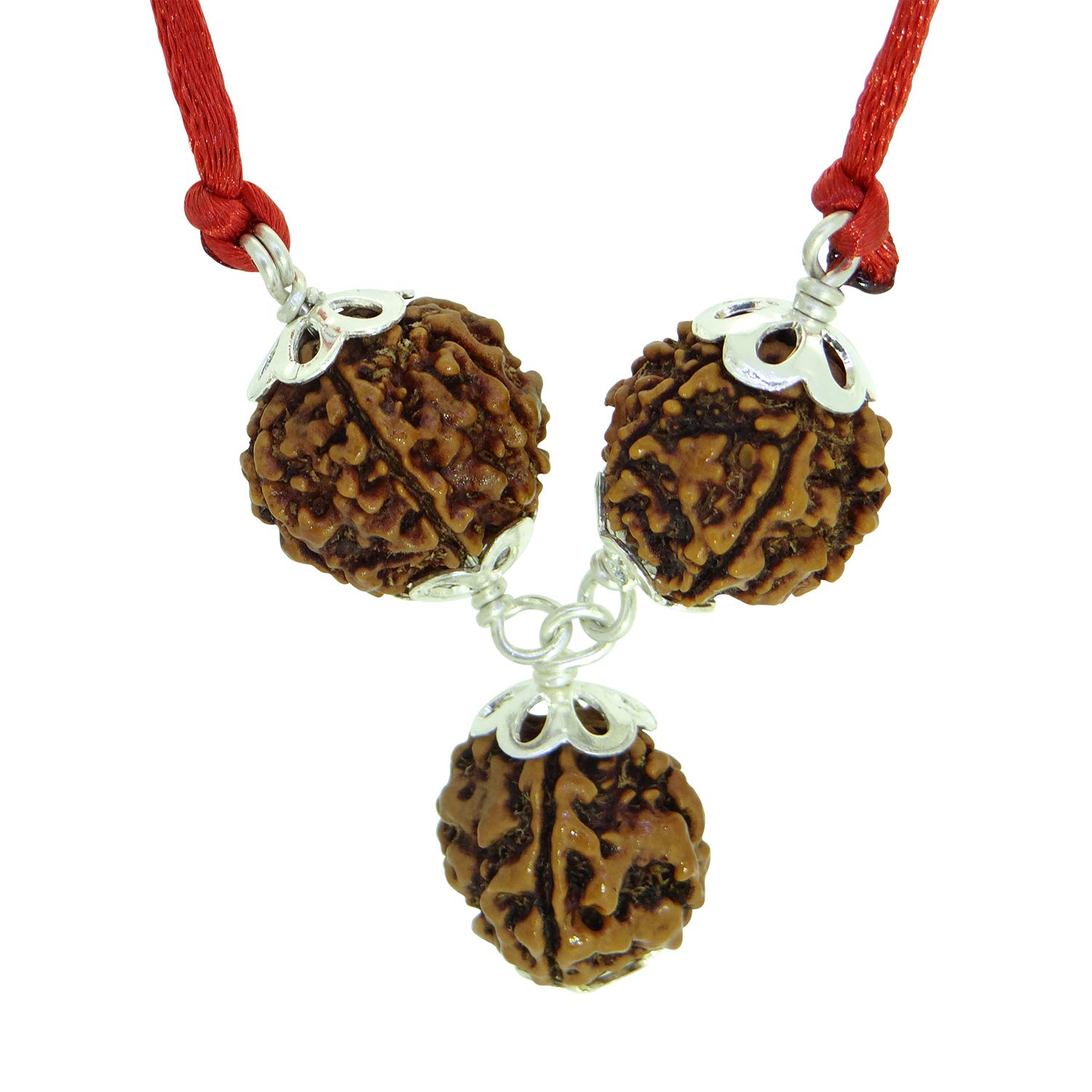 Arihant Gems & Jewels® Silver Saraswati Bandh with 2 Beads of 4 Mukhi & 1 Bead