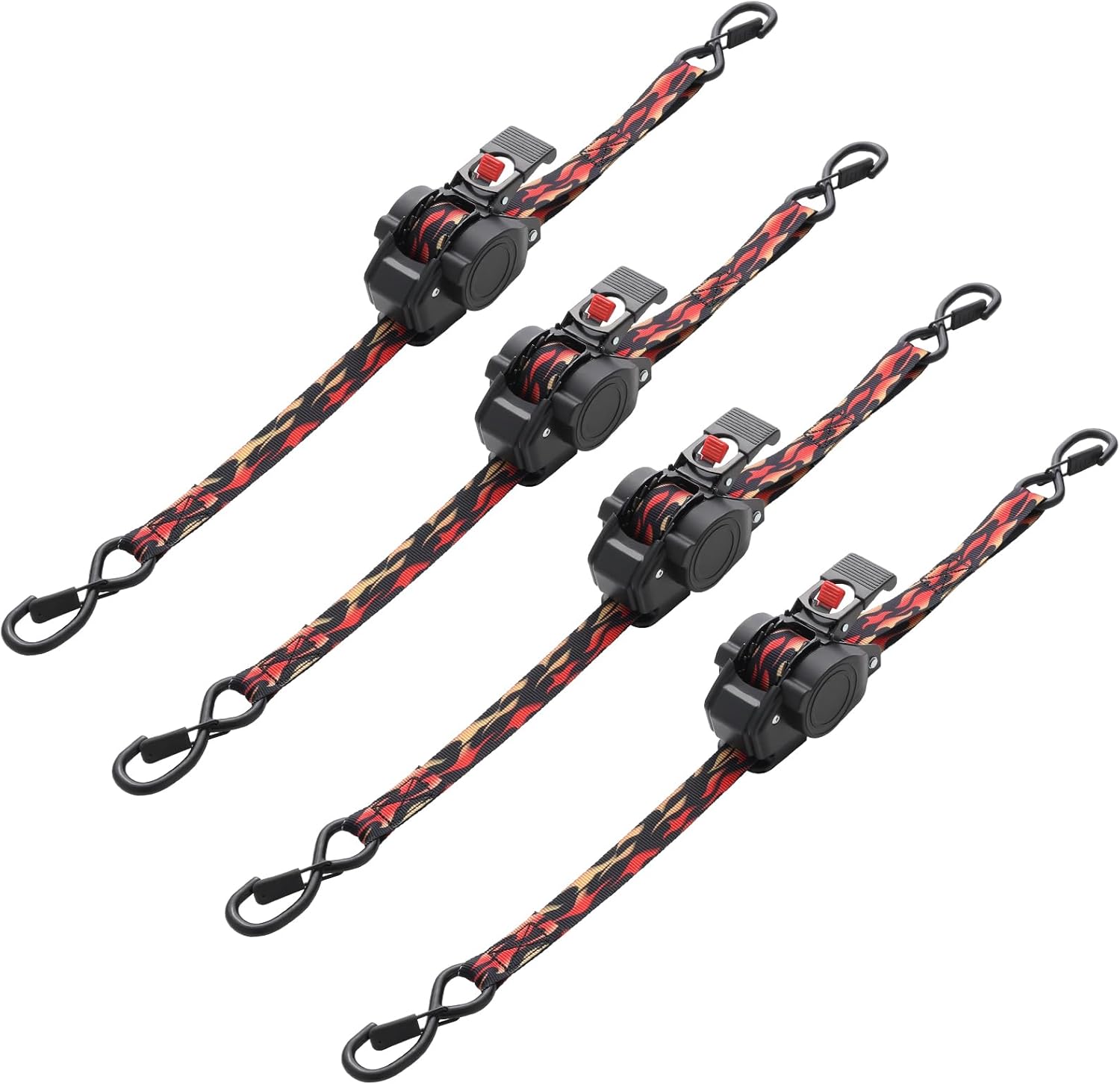 ANLULOAD Retractable Ratchet Strap,Retractable Tie Down Strap for Motorcycles, Boats,Atvs,Utvs. (1In*11.5Ft)