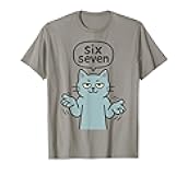 67 Six Seven 6-7 Cat - Funny Gaming Slang Brainrot Meme T-Shirt