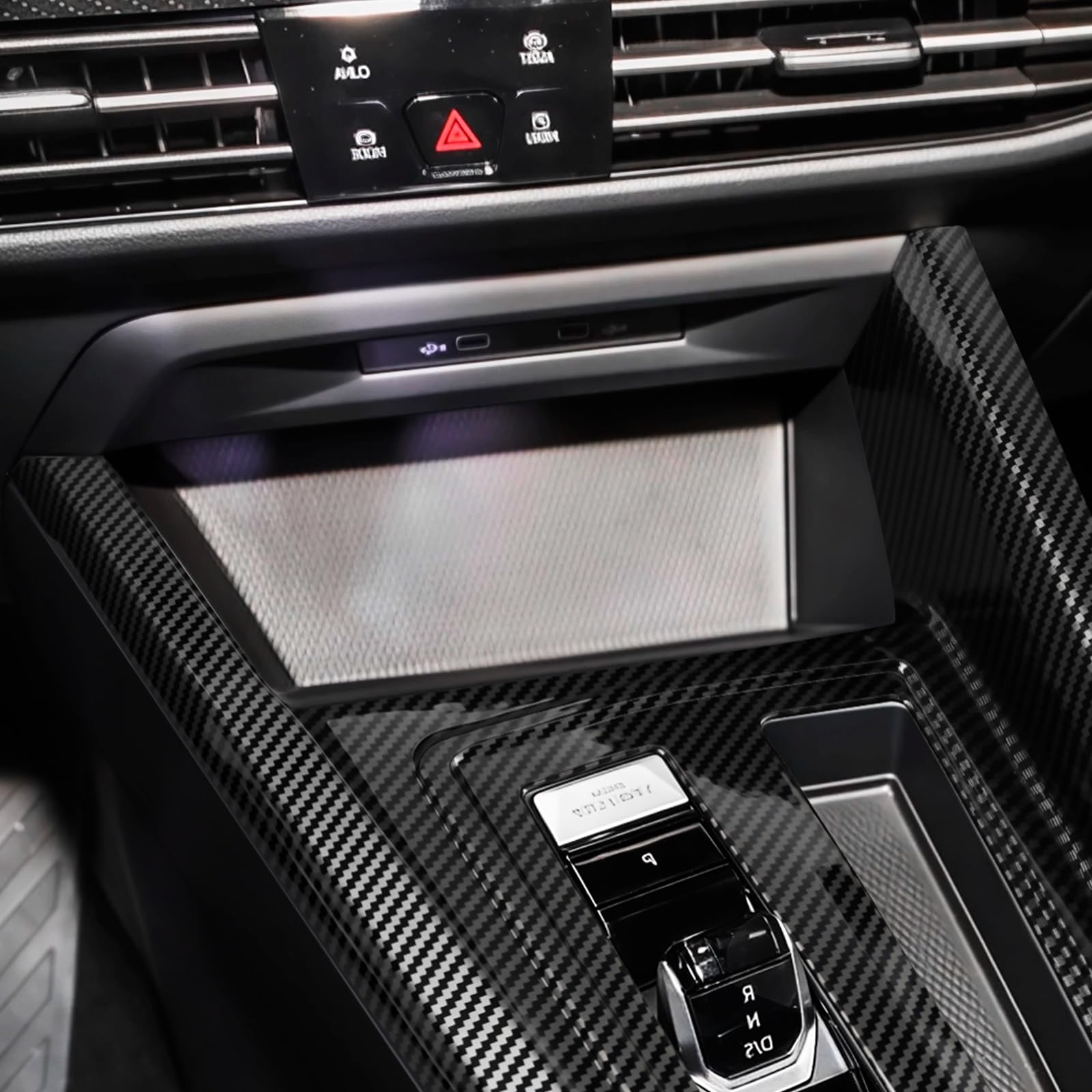 Mittelkonsole Schalttafel Abdeckung Getriebeabdeckung Für VW Golf 8 MK8 2021-2026 Innenraum Zubehör (Karbonoptik)