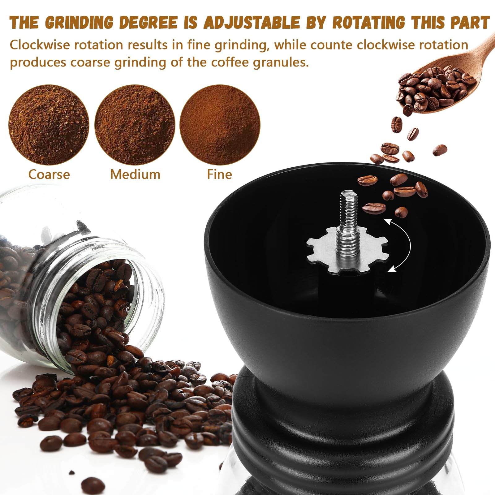 Macinacaffè Manuale Portatile Macina Caffè Manuale Maniglia In Acciaio Inossidabile Macinino Manuale Viene Fornito Con Due Barattoli Di Vetro Per Conservare Il Caffè