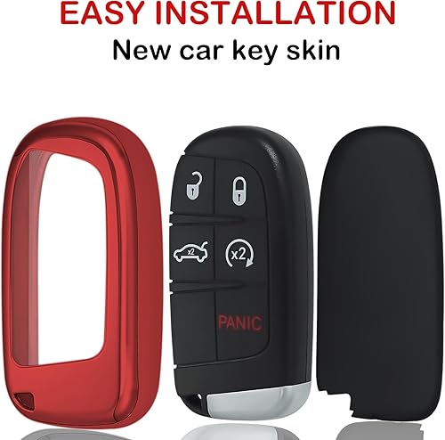 Miniatura 4 de Kirsnda Funda para llavero Jeep, con llavero para Grand Cherokee Renegade Chrysler 200 300 Dodge Durango Challenger Journey Dart Fiat Smart Remote,