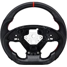 LOSCHEN Carbon Fiber Steering Wheel for Chevrolet Corvette C7 2014-2019 Nappa Perforated Leather D-Shaped Flat Bottom Handle with Genuine Carbon Fiber Handle
