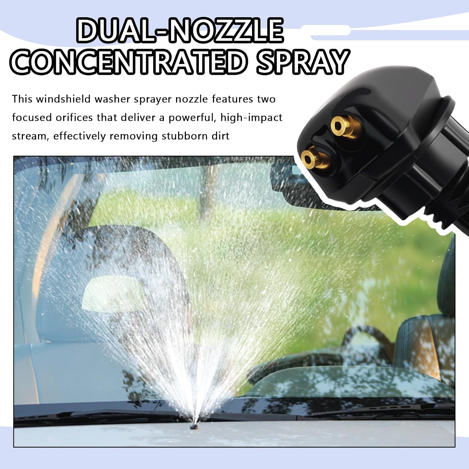 2PCS Windshield Washer Nozzle,Adjustable Windshield Sprayer Nozzle with Double-hole Spray Pattern,Universal Windshields Wiper Nozzles Car Accessories with Fluid Hose