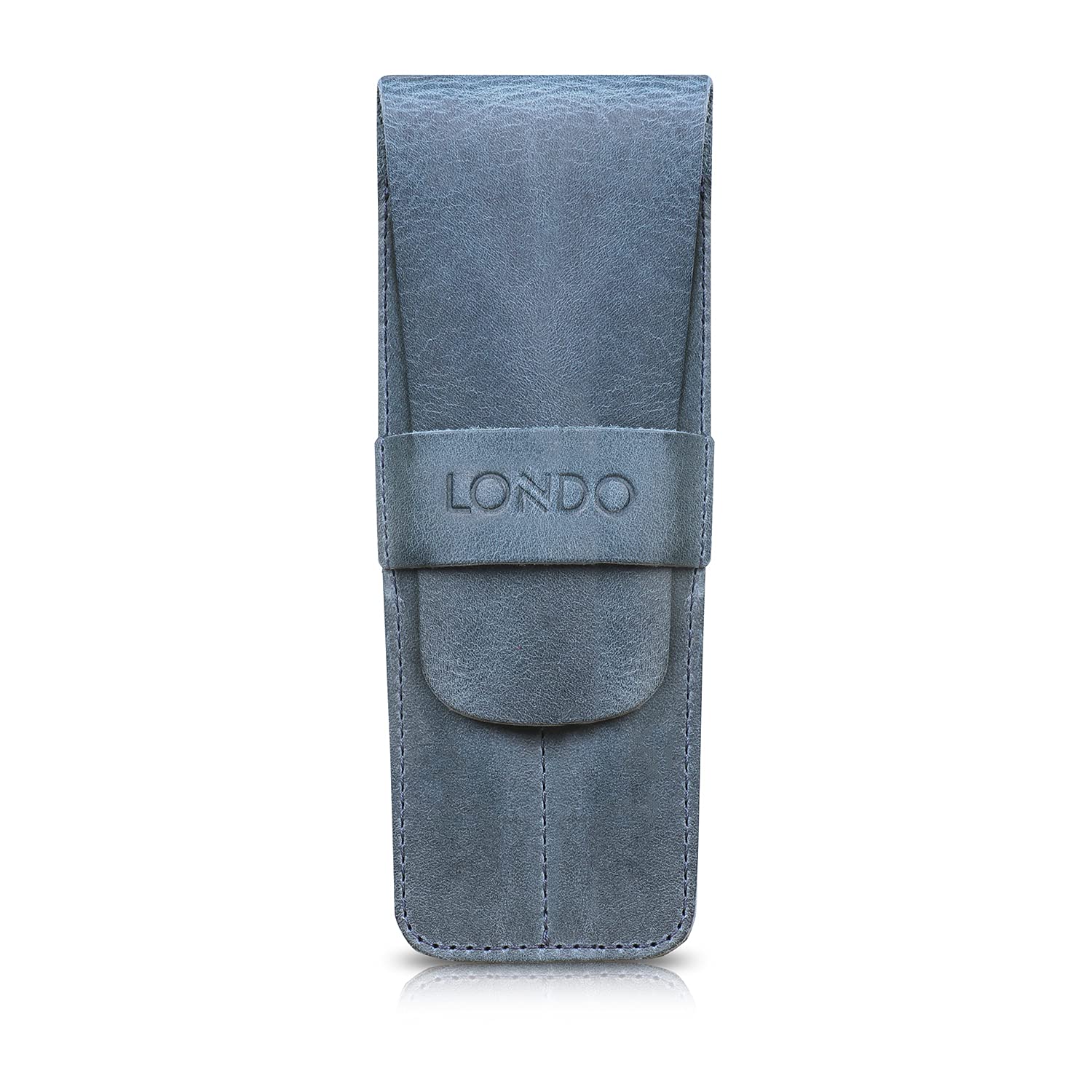 Londo Étui en Cuir Véritable pour Stylos et Crayons avec Rabat Pliant, Trousse de Bureau – Deux Compartiments