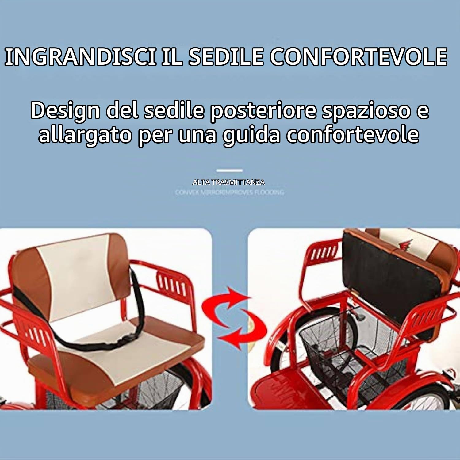 Triciclo per Adulti da 20 Pollici,Bicicletta da Crociera a Tre Ruote, con Cestino della Spesa,Telaio Pieghevole,Comodi Sedili Posteriori,Doppia Catena,Triciclo per Adulti a Due Posti,Black