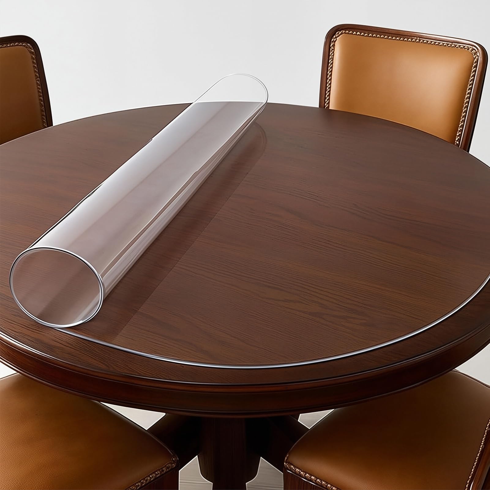Mantel redondo de PVC, protector transparente de 2 mm de grosor, mantel de vinilo (110 cm de diámetro), perfecto para el hogar y la oficina, impermeable y fácil de limpiar