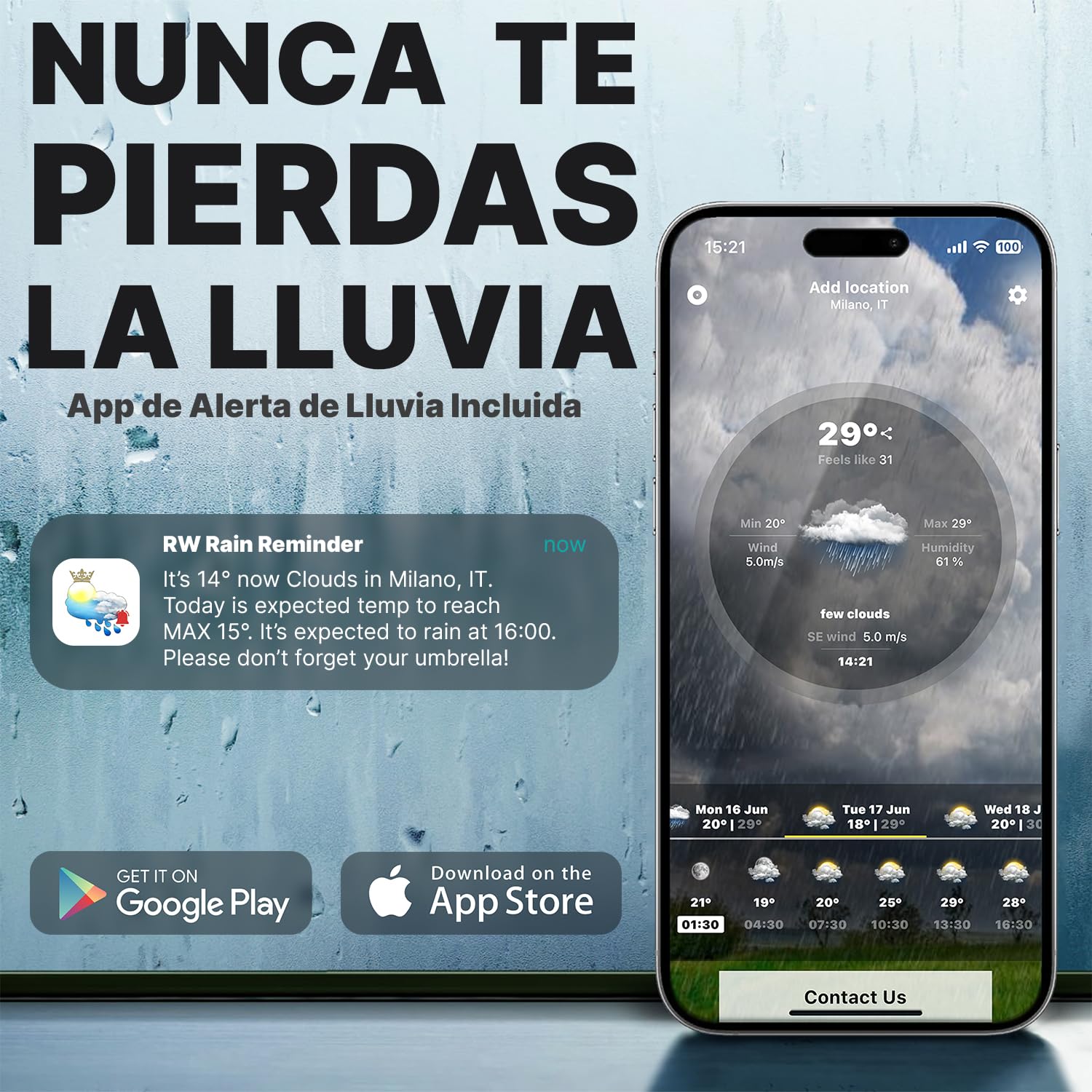 Royal Walk Paraguas Antiviento Automático 54 Pulgadas 120cm 16 Varillas Impermeable Negro