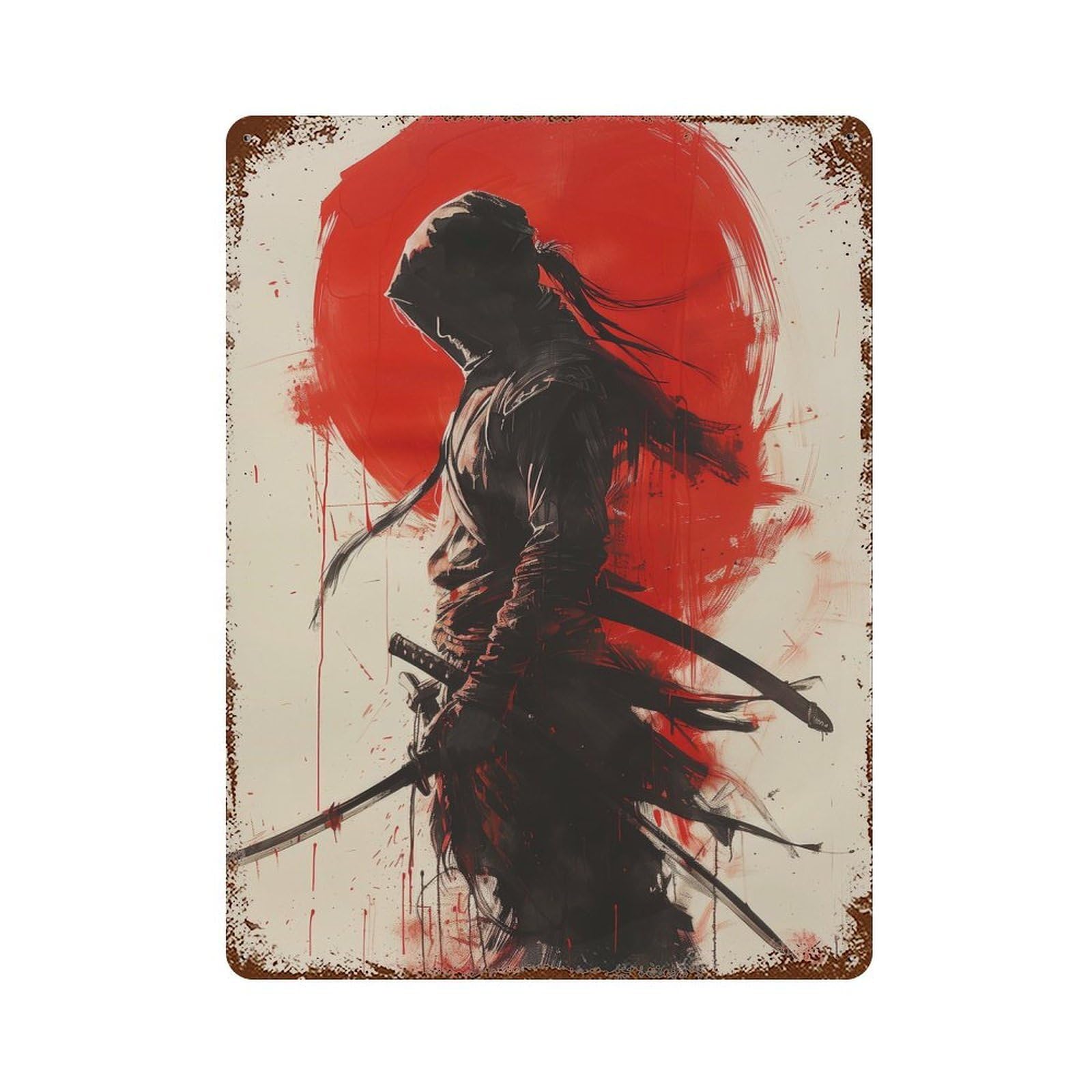 Rustic Tin Plaque Shinobi Or Ninja Poster 15.7"x11.8", Retro Wall Decor for Shed, Workshop And Garage Wall Decor