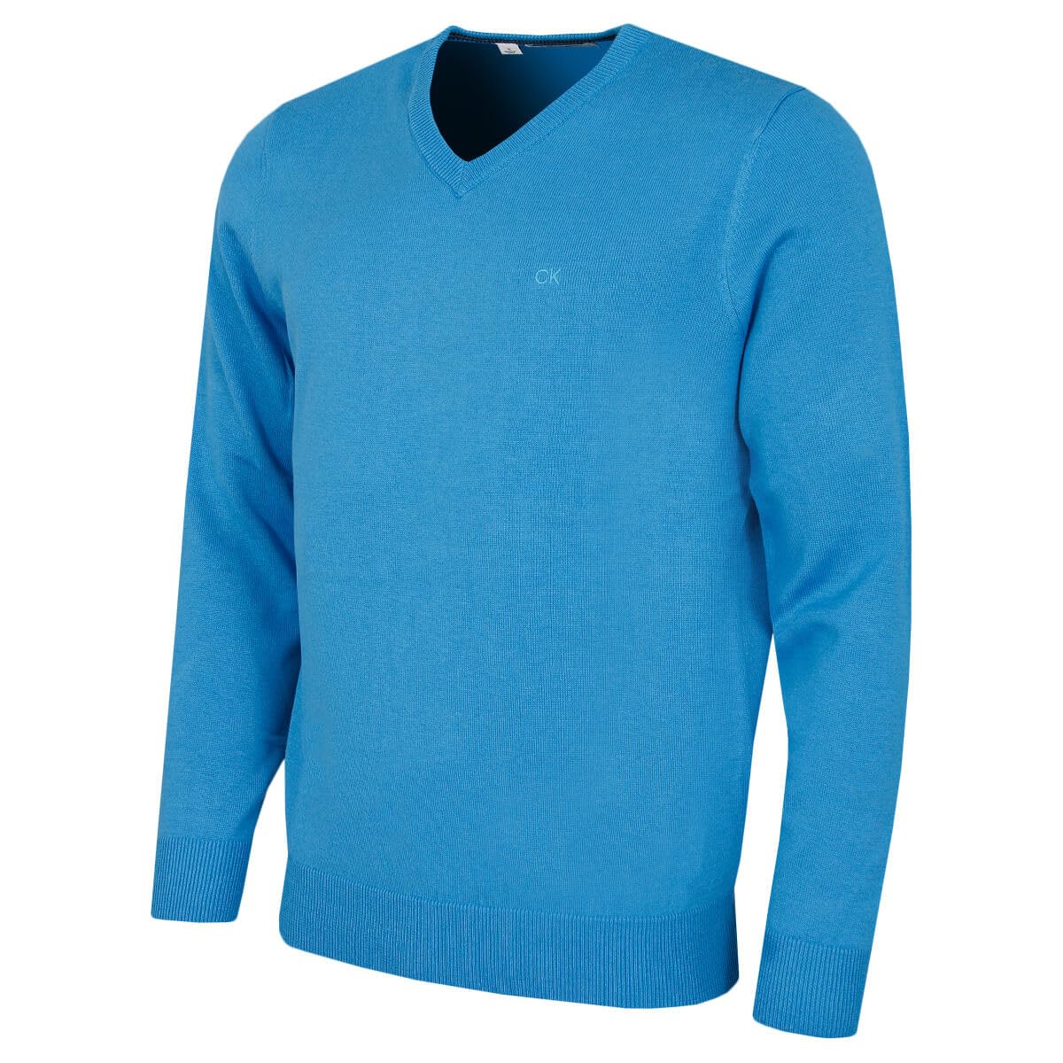 Calvin Klein Men's Summer Blue V-Neck Soft Cotton Sweater - M