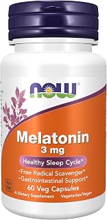 NOW Foods Supplements, Melatonin 3 mg, Free Radical Scavenger*, Healthy Sleep Cycle*, 60 Veg Capsules