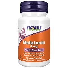 NOW Foods Supplements Melatonin 3 mg Free Radical Scavenger Healthy Sleep Cycle 60 Veg Capsules