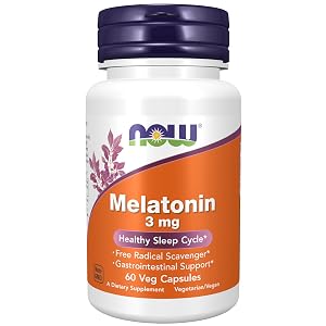 NOW Foods Supplements Melatonin 3 mg Free Radical Scavenger Healthy Sleep Cycle 60 Veg Capsules
