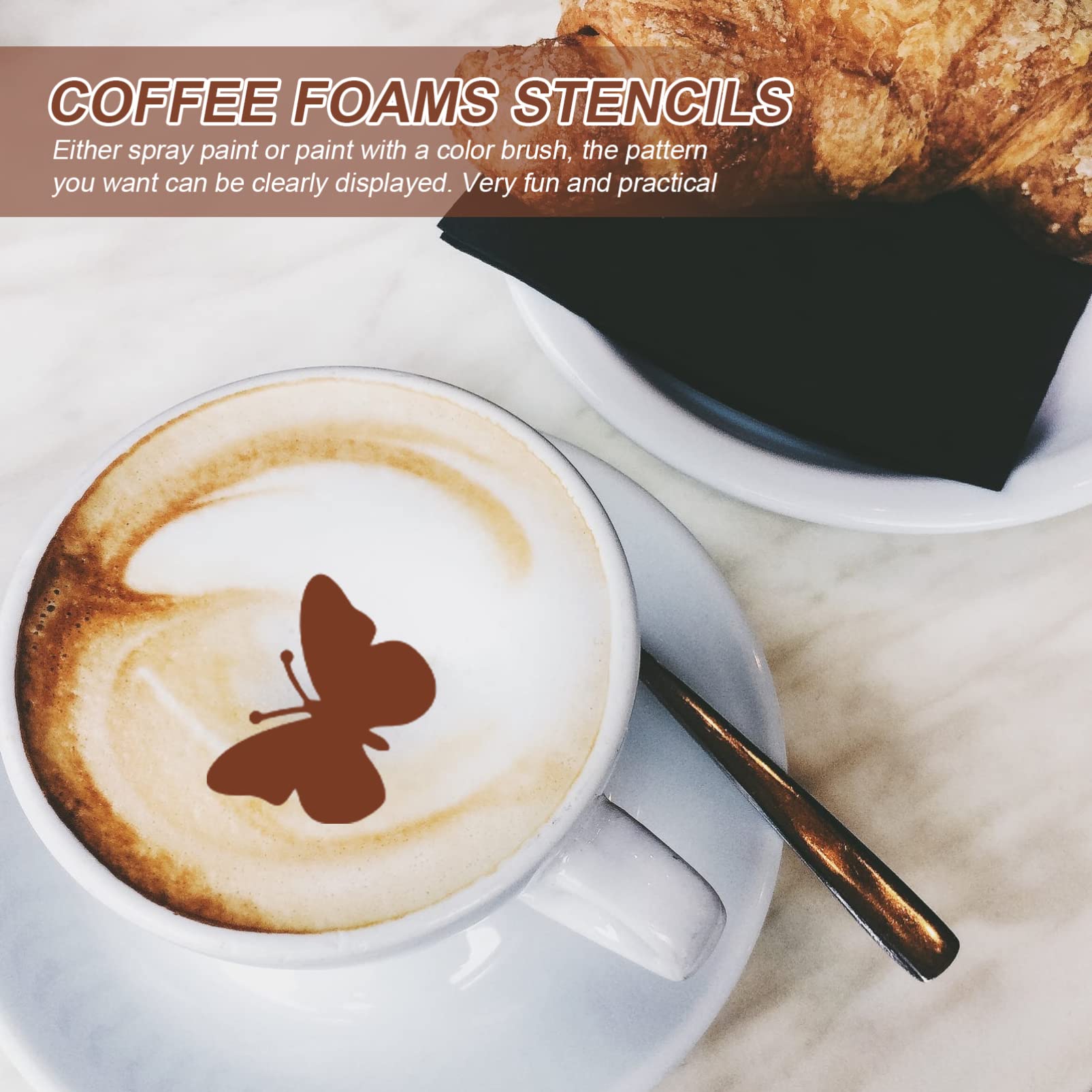 CONGARTENO 30pcs Spray Stencil Easter Cappuccino Templates for Coffee Art Flexible Pet Material for Decorating Cakes Cookies and More