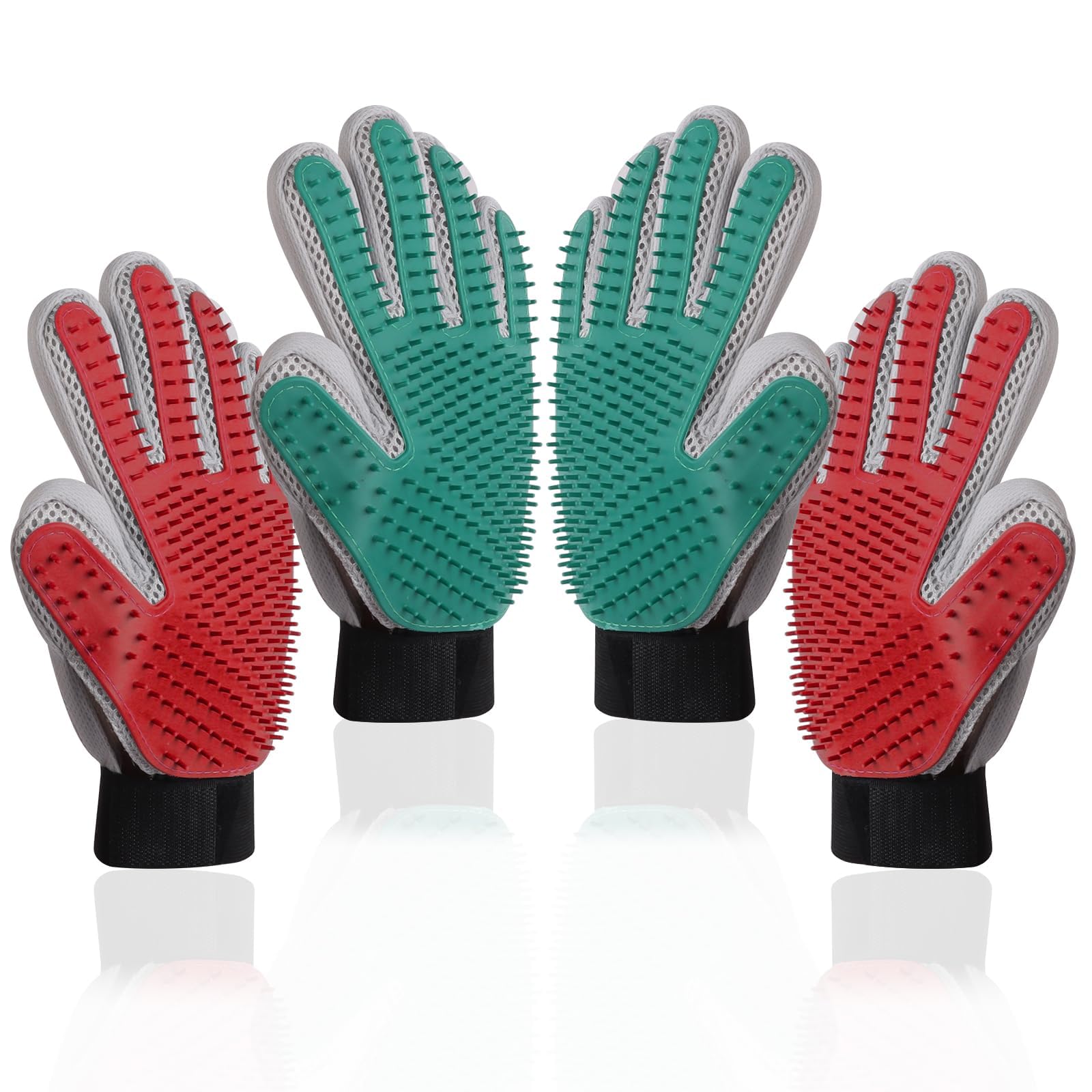 Wsetyy Cat Grooming Glove, Cat Brush Glove for Dogs and Cats, Pet Hair Removal Mitt with Silicone Tips, 2 Pair