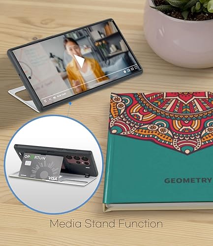 Miniatura 5 de Qoosan Funda protectora delgada para Samsung Galaxy S22 Ultra con tarjetero y espejo para Samsung Galaxy S22 Ultra, color blanco