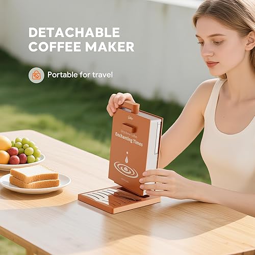 Miniatura 4 de Cafetera portátil desmontable de una taza, cafetera de goteo portátil de vertido automático con filtro reutilizable para el hogar, oficina, hotel,