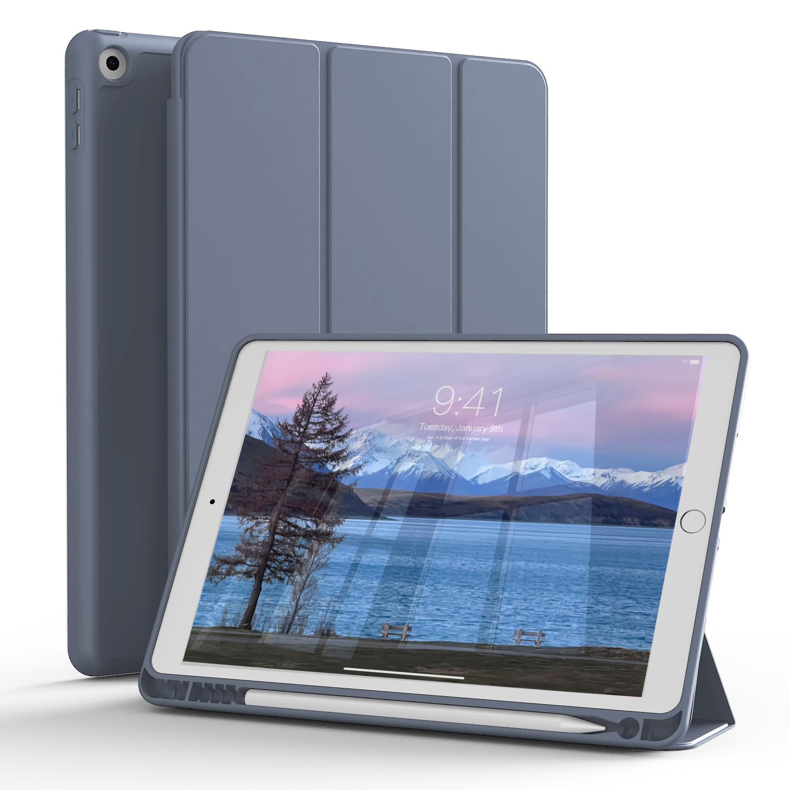 ZOPSGYU Case for iPad 9th Generation 2021, 8th/7th Generation 2020/2019 for iPad 10.2 Inch with Pencil Holder, Folio Protective Cover with Soft TPU