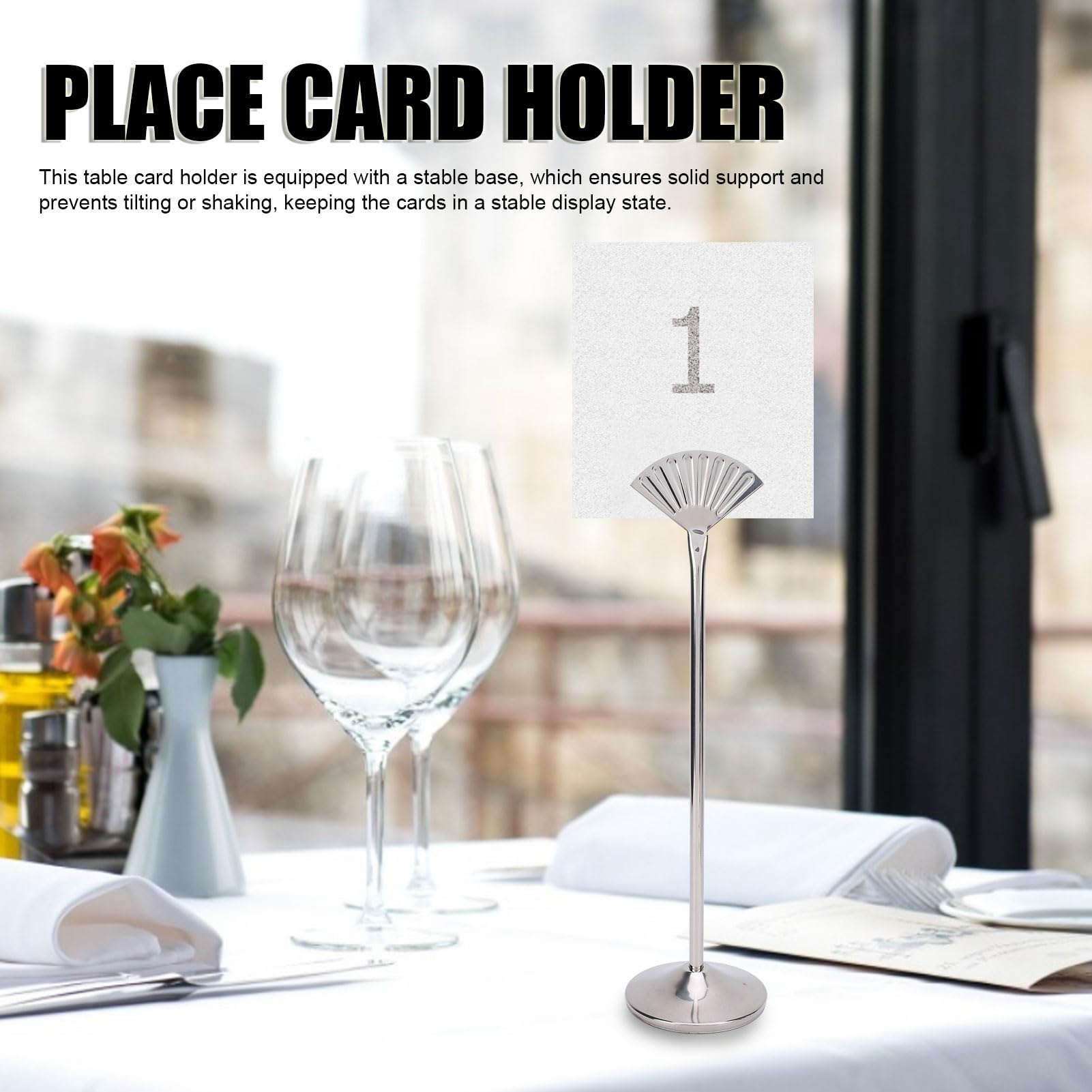 Kuuleyn Wire Picture Holders Small Table Card Holders Place Card Holder Stainless Steel Table Number Holder for Photo Sign Wedding Party Office (Fan Shape)