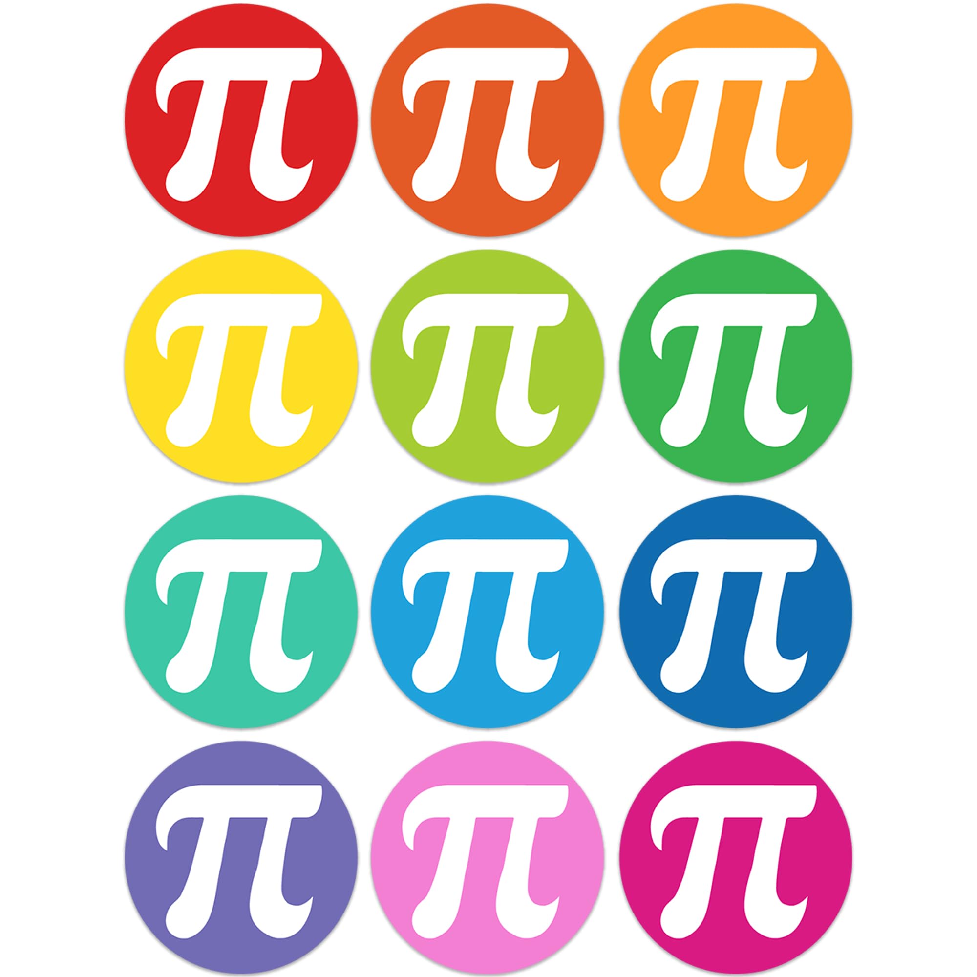Wonmon 360 PCS Round Happy Pi Day Stickers, Colored PI Day Stickers Adorable Pi Symbol Sticker for Teacher Student Envelope Seals Gift Card DIY Crafts PI Day Math Party Favors Decorations