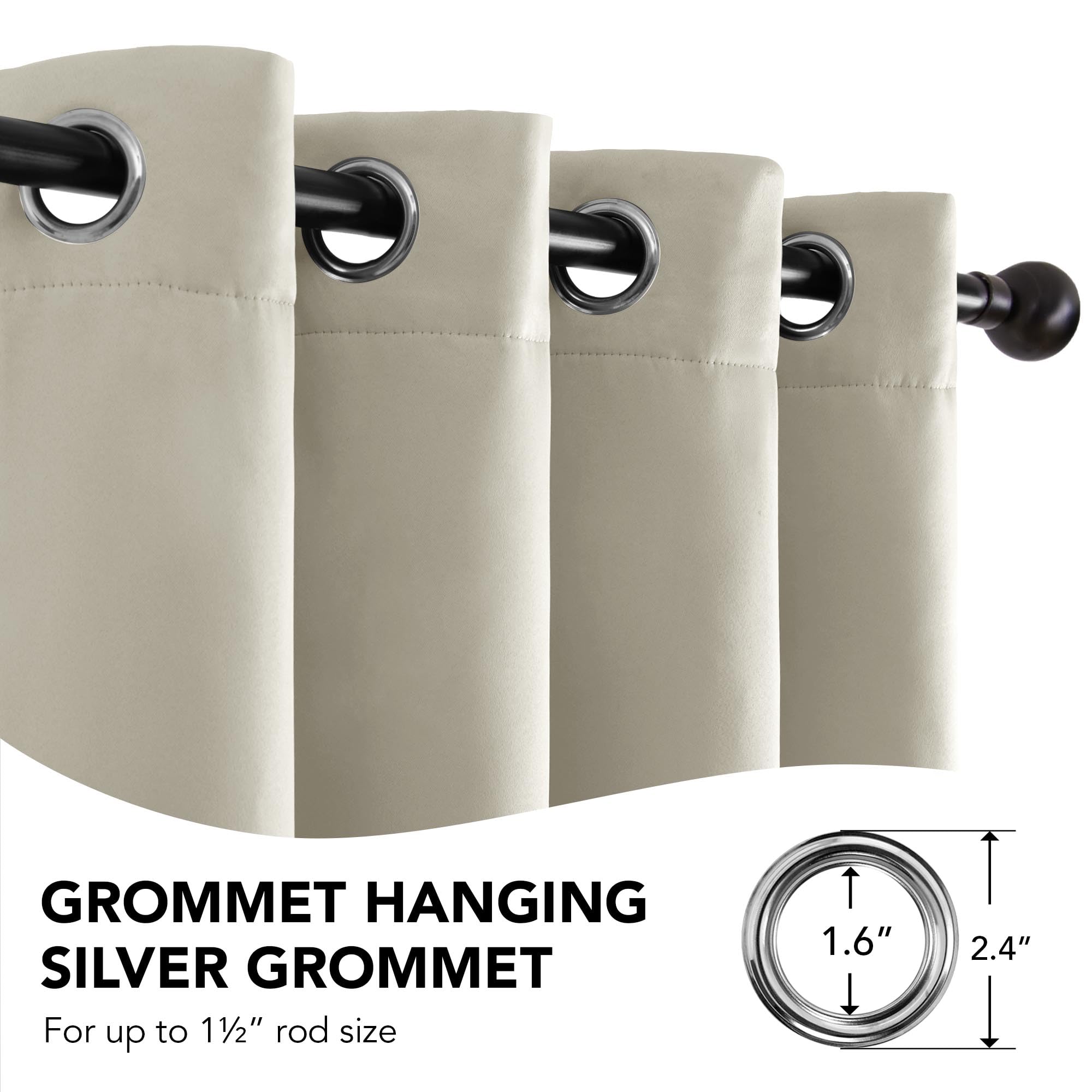 Deconovo Cortinas Opacas de Salon Dormitorio termicas aislantes, 300×245 CM, Beige Claro, 1 Paneles