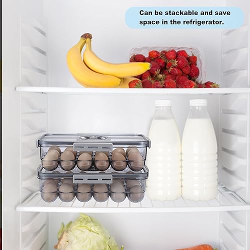 Miniatura 5 de BSTKEY Soporte para huevos para refrigerador, contenedor de huevos con escala de tiempo, soporte para huevos con tapa para almacenamiento de cocina,