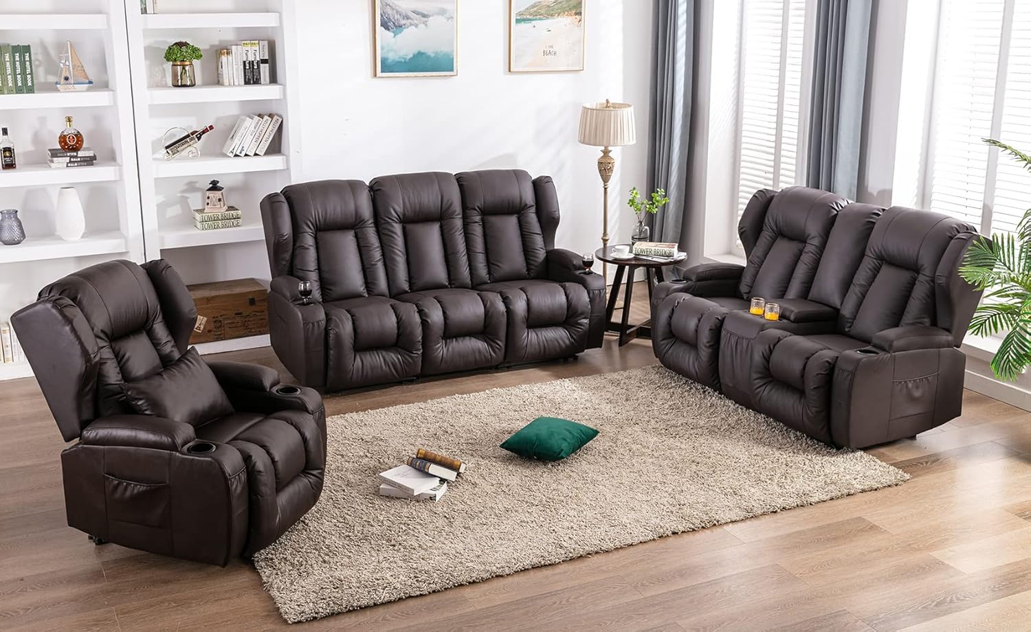 VUYUYU 3PC Recliner Sofa Set for Living Room Furniture Sets