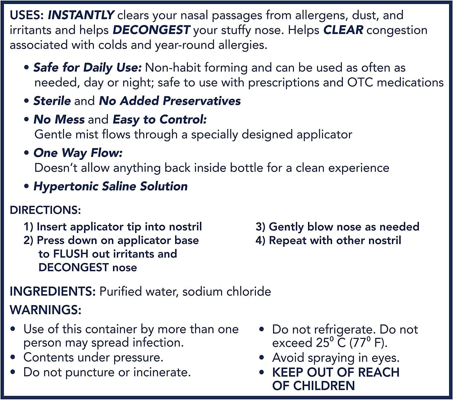 Vicks Sinex, Saline Nasal Spray, Daily Use, Gentle UltraFine Nasal