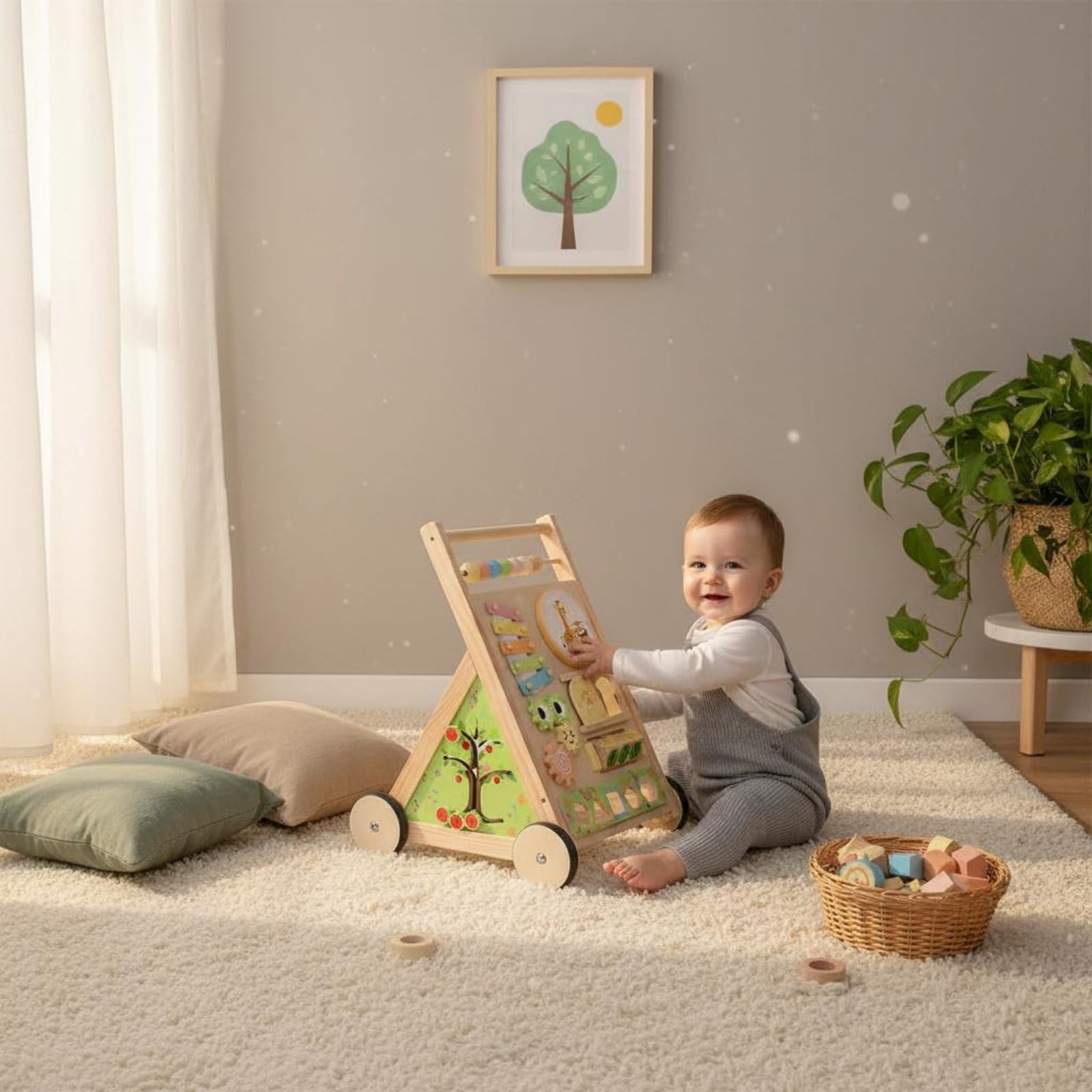 MagiDeal Carrello Bambini Giocattolo Attività Multifunzione Centro Interattivo Musica Spingibile con Xilofono Adatto a Apprendimento Infantile Gioco Domestico, Stile B