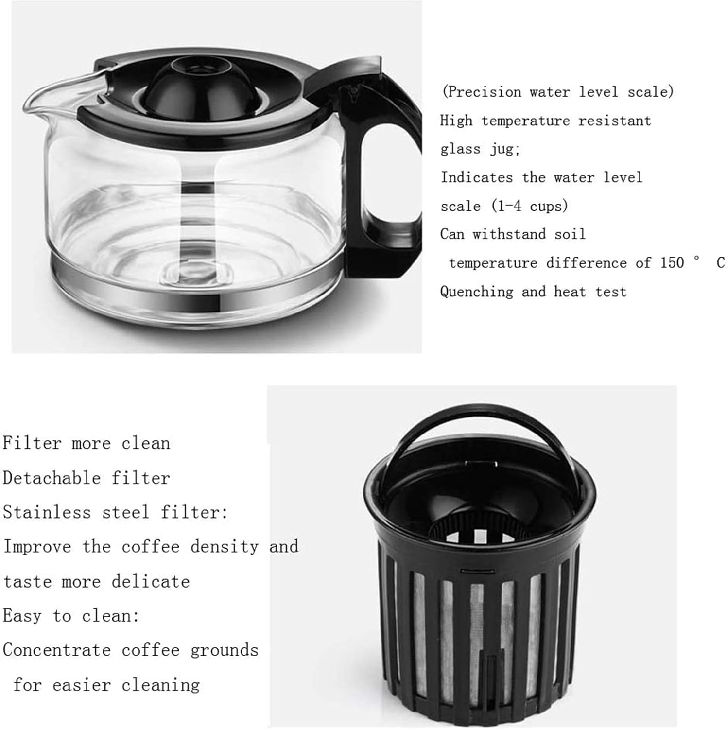 Espresso Machines Coffee Machine 3 in 1,Coffee Simple Brew Coffee Maker|4 Cup Coffee Machine|Drip Coffee Maker,Black