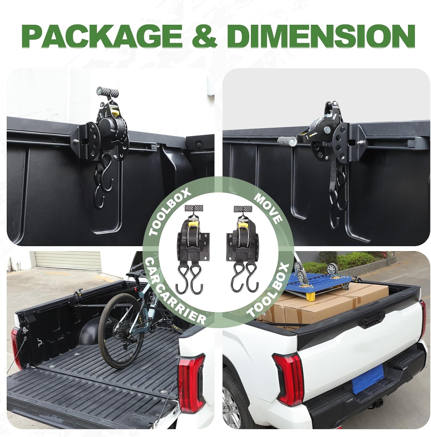 Retractable Ratchet Straps Compatible with Toyot@ Tundra, 10 Ft Super Duty Self Retracting Tie Down Anchor Auto Ratchet Straps Replacement Accessories (2)
