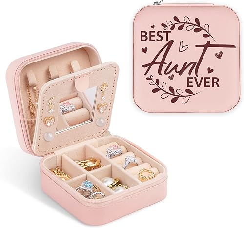 QLOVEA Regalos para tía de sobrina sobrino, estuche de joyería de regalo para la mejor tía del mundo, regalo de agradecimiento para el día de la