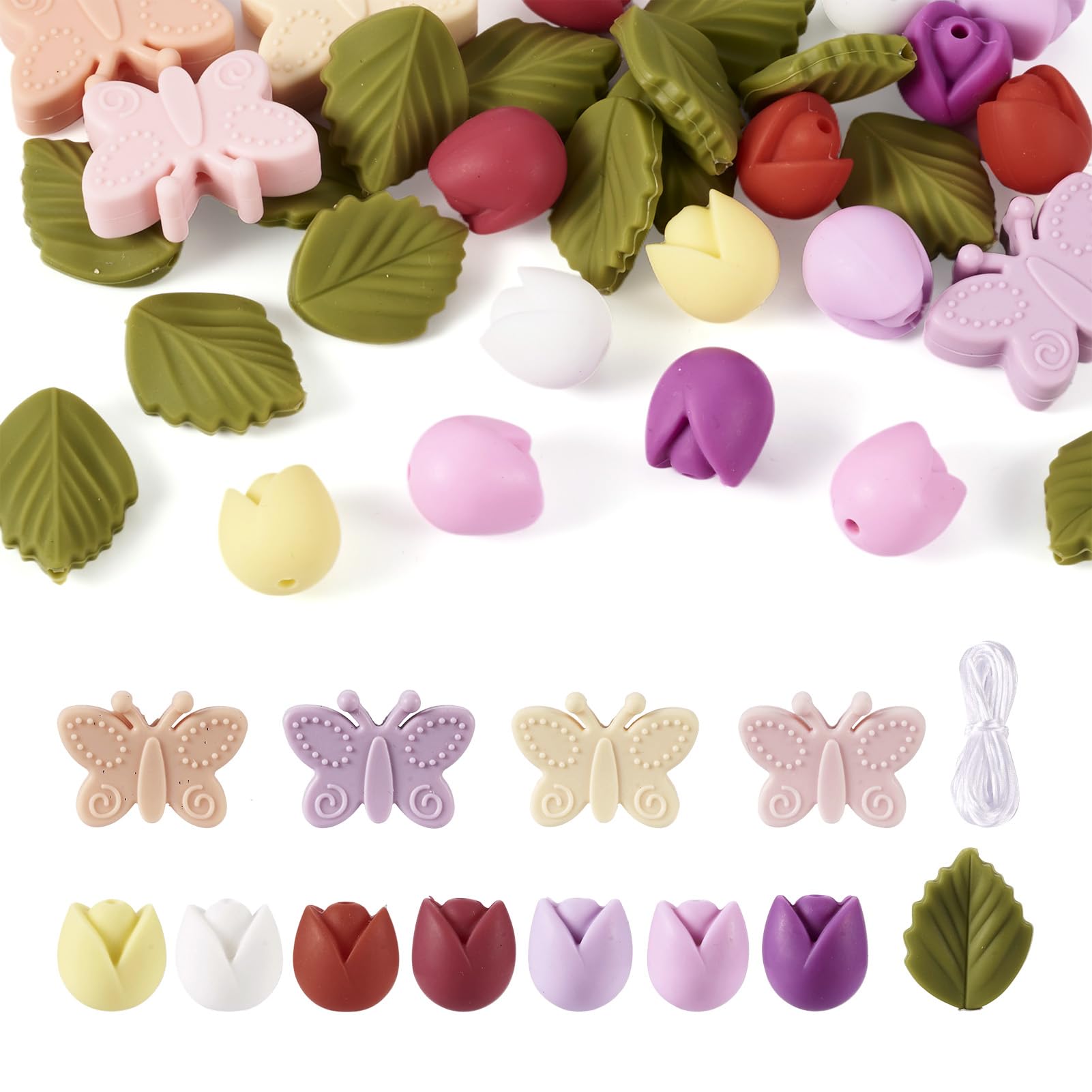 9 pezzi/set perline in silicone nuovi fiori di tulipano per