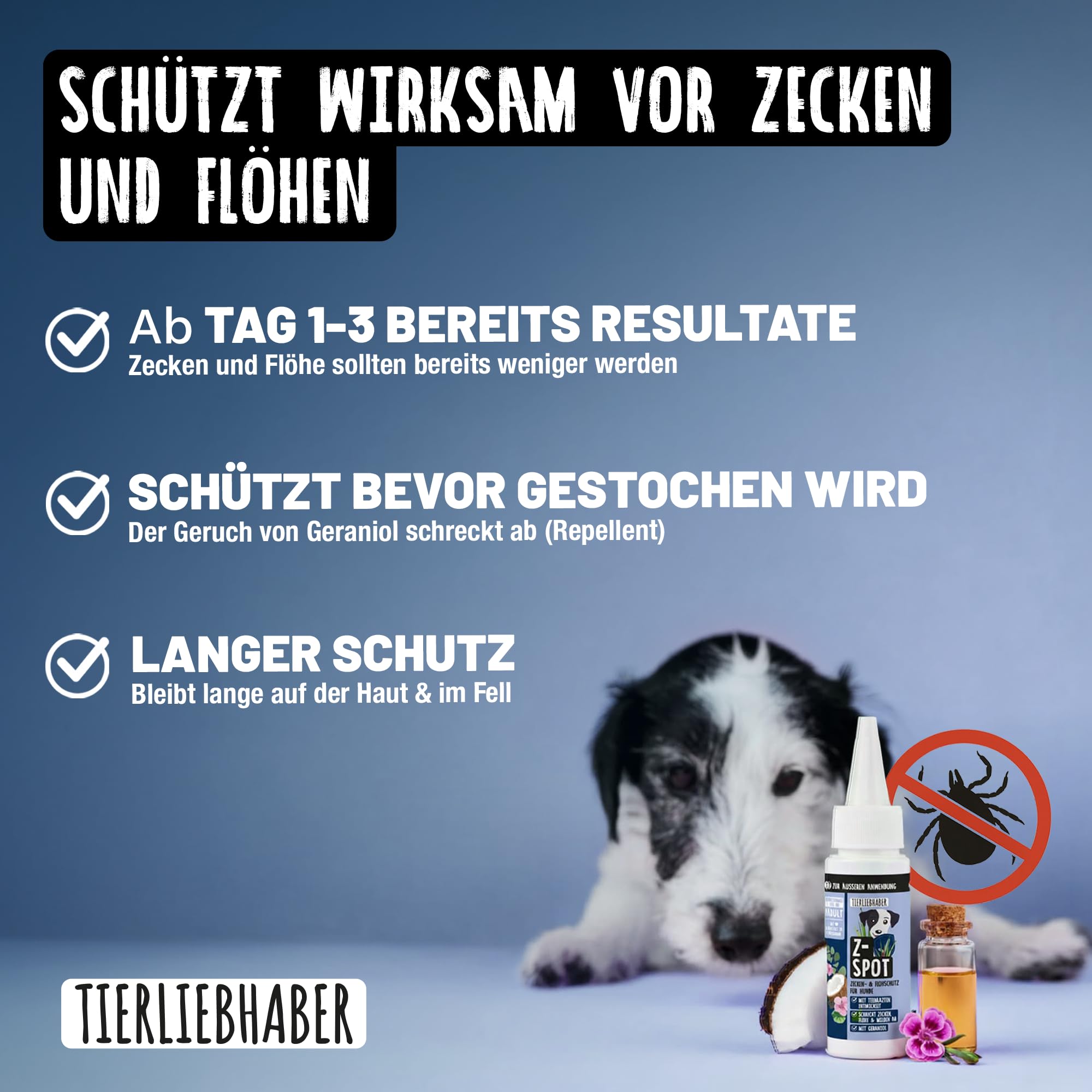 SPARSET - Zeckenschutz Hund Z-Spot mit Geraniol – Pflanzliches Zeckenmittel für Hunde tierärztlich entwickelt + Dentalspray für Hunde Zahnpflege - Zahnpflege Hund einfach auch bei Zahnstein