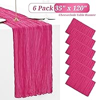 Vista 321 de Showgeous 10 Pack Baby Pink Cheesecloth Table Runner 10FT Long Semi-Sheer Gauze Table Runner Boho or Rustic Wedding Decor for Wedding Decor Arch