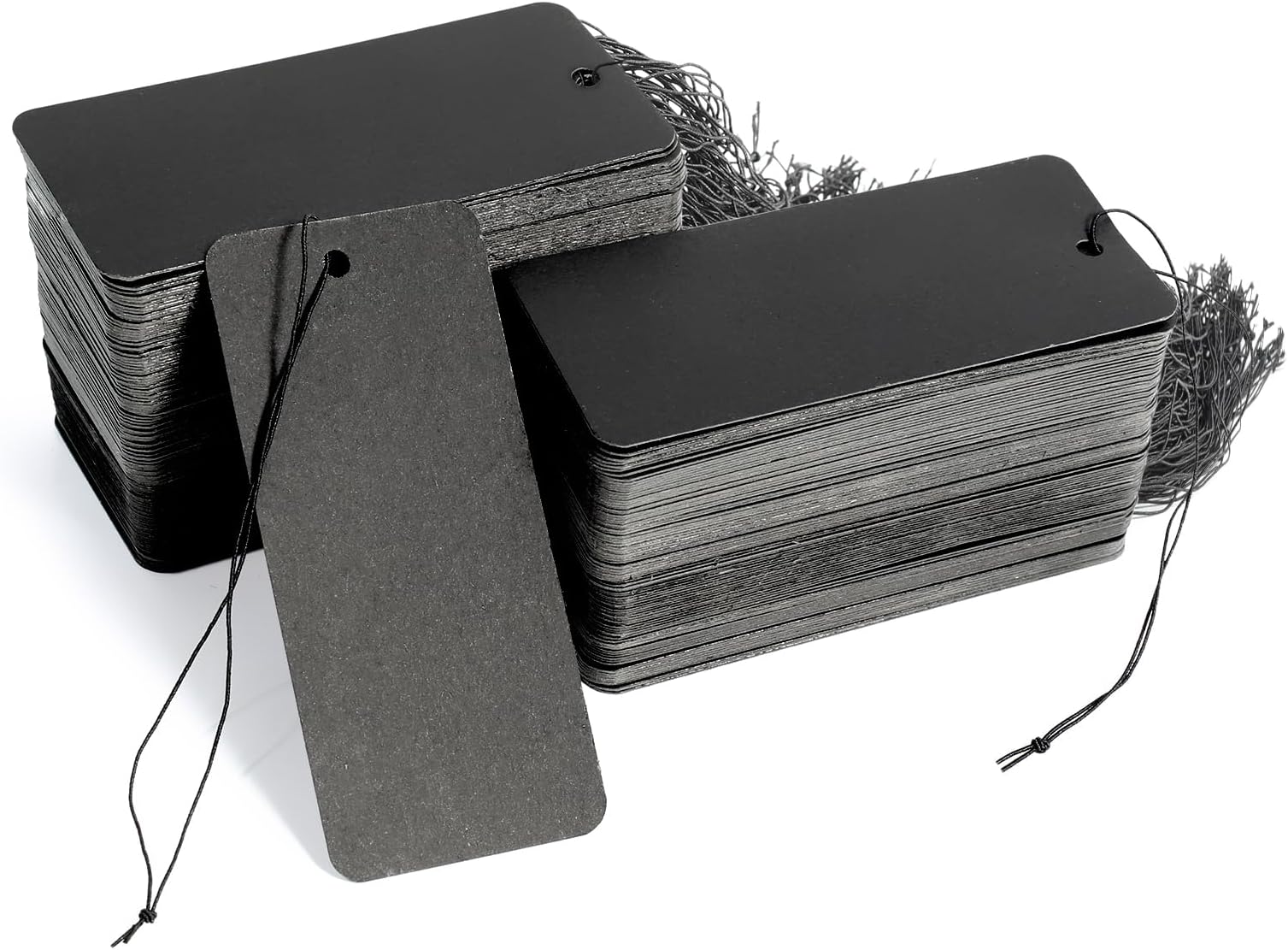 Polvtor 200 Pack Black Hang Tags with String Attached