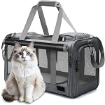 Pet Transporteur de chiens Transporteur Cat, Portable Voyage sac de chiens de chien, pliable à bord souple pour les grands chats moyens et chiot, sac de chien Transporteur (Grey)