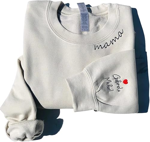 NAZENTI - Sudadera bordada personalizada con nombres para niños, regalos personalizados para mamá, cumpleaños, día de la madre, Navidad