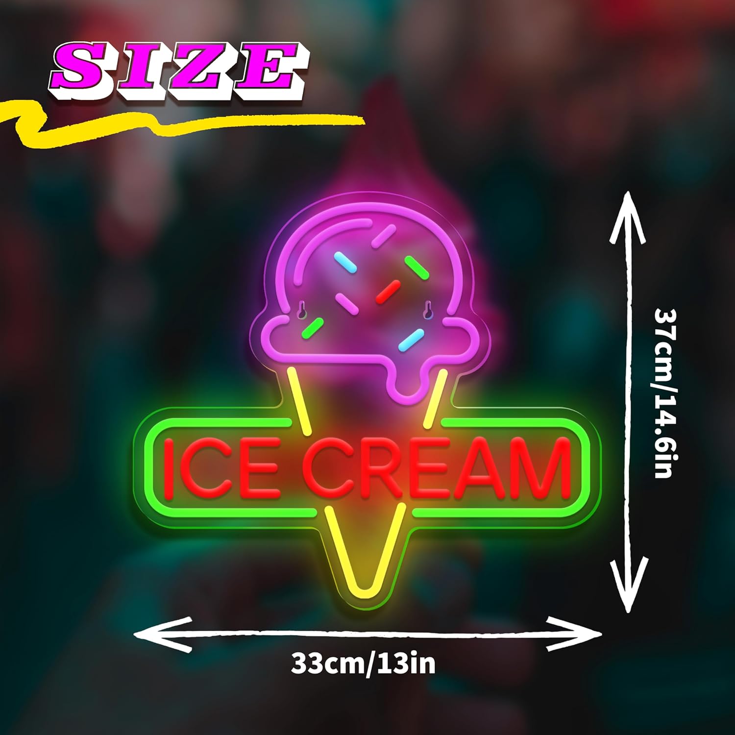 Ice Cream Neon Sign Light up Acrylic LED Lamp with USB Powered Ice Cream Letter Neon Light for Business Store Cafe Drink Shop Office Bedroom Restaurant Decor Adjust Brightness - Image 3