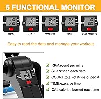 Vista 6 de MOMODA Under Desk Pedal Exerciser Mini Bike for Leg/Arm - Foldable Peddler with LCD Display for Home/Office